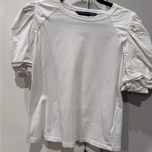 Veronica Beard Ivory Puff Sleeve Tee